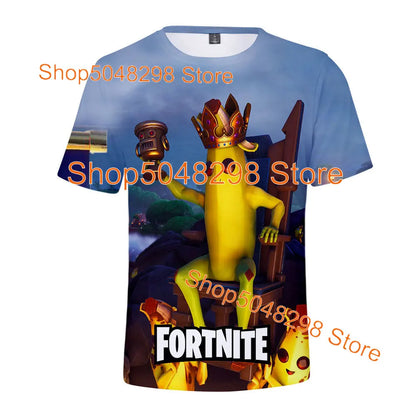 Bushranger Fortnite T-Shirt für Kinder, 3D-Print Banana Peely T-Shirt für Herren und Damen, Tee im Battle-Royale-Game-Design, Sommer-Top, Geburtstagsgeschenke