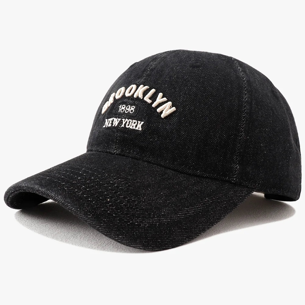Gorra de visera de denim vintage, gorra de béisbol de moda de estilo vaquero, gorra unisex con letras bordadas, gorras snapback de hip hop, gorra molona