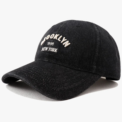 Gorra de visera de denim vintage, gorra de béisbol de moda de estilo vaquero, gorra unisex con letras bordadas, gorras snapback de hip hop, gorra molona