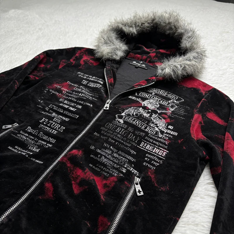 2026 New American Fashion Trend Goth Printed Zipper Hoodie Women Street Hip Hop Punk Rock Sweatshirt Unisex Casual Loose Hoodie, Produit gaming premium Fraquane