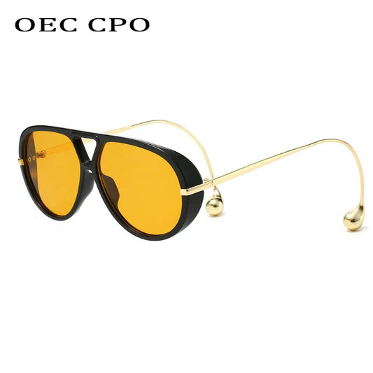 Vintage Oversized Pilot Sunglasses Unisex Double Bridge UV400 Protection Fashionable Punk Style Female Shades Popular Eyewear