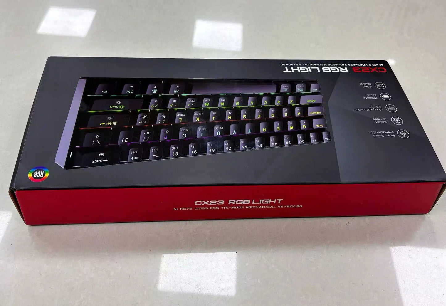 Mini 61Key Wireless Tri-mode Keyboard Bluetooth RGB Backlight Silent Mechanical Feel Portable Film Keyboard For Game Office Home