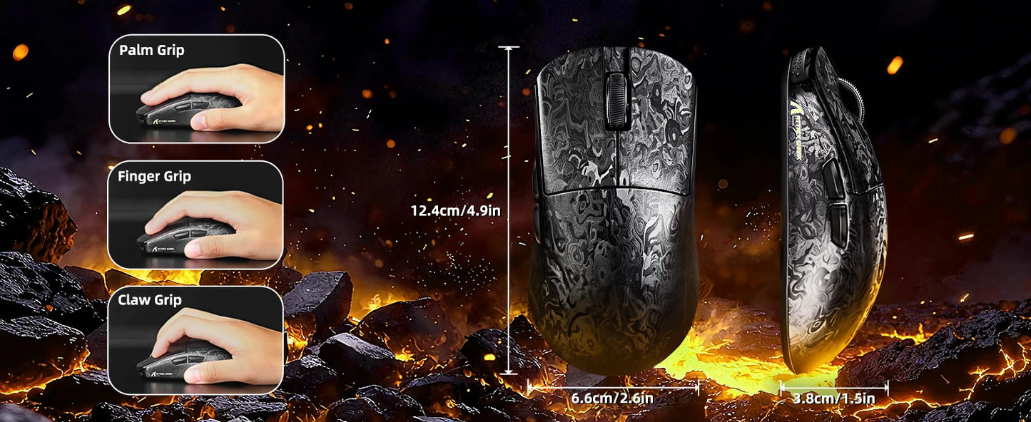 ATTACK SHARK R11 ULTRA Carbon Fiber Wireless Gaming Mouse, 8000Hz, PAW3950MAX, 42000DPI, 49g Lightweight, 20000FPS, Nordic 52840