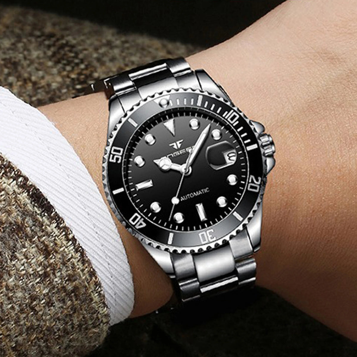 BINBOND mekaniske armbåndsure til mænd, luksuriøse, selvlysende, vandtætte, automatiske, med tourbillon, skeletterede