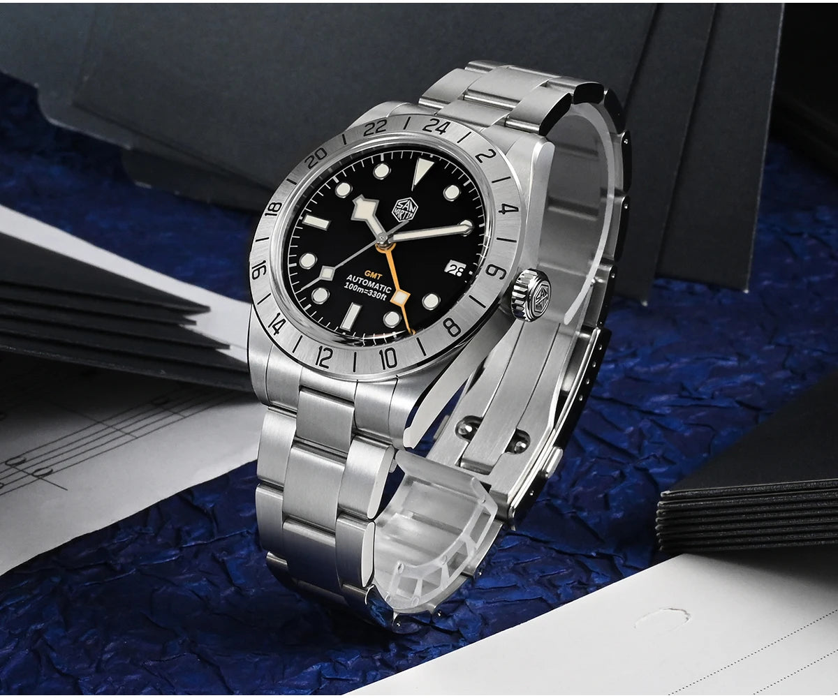 San Martin New 39mm NH34 BB GMT Automatic Mechanical Watch Sport Watch Sapphire Luminous Waterproof 100m for Men Relogio SN0054