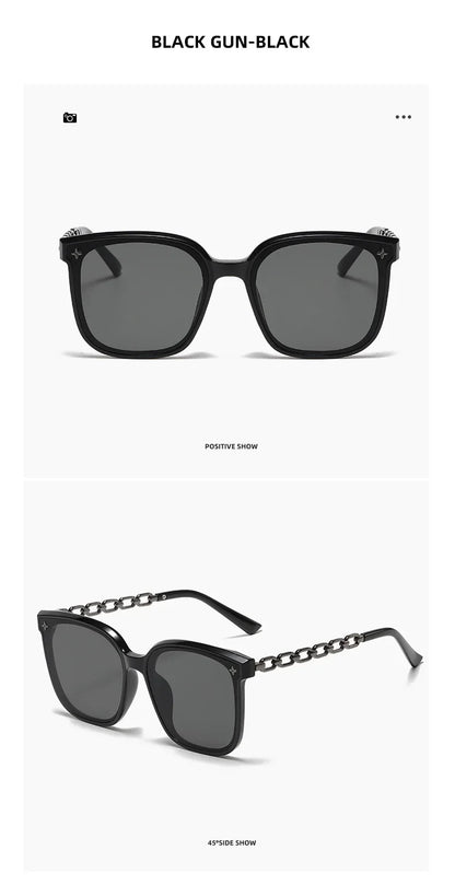 Lunettes de soleil carrées pour femme, style vintage, monture large, verres miroirs noirs, polarisées, lunettes de soleil sexy pour femme, idéales pour le voyage, protection UV400