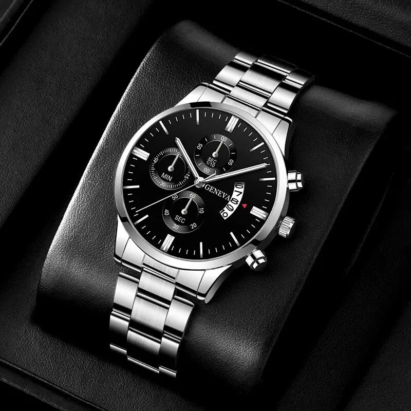 Montre homme tendance, montre-bracelet à quartz de luxe avec calendrier, montres d'affaires, montre pour homme, bracelet pour homme
