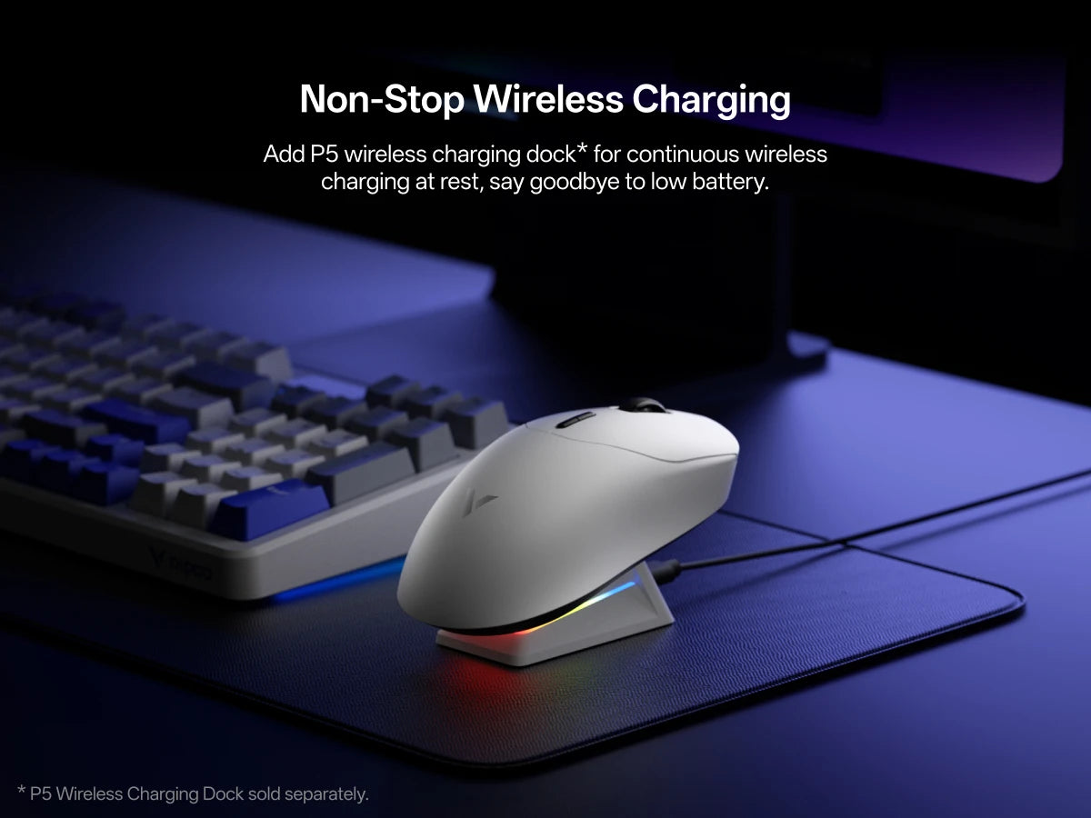 Rapoo VT2 MAX Wireless E-sports Gaming Mouse with 8K Polling Rate Optical Sensor Ergonomic Design 53g Lightweight for PC Latop