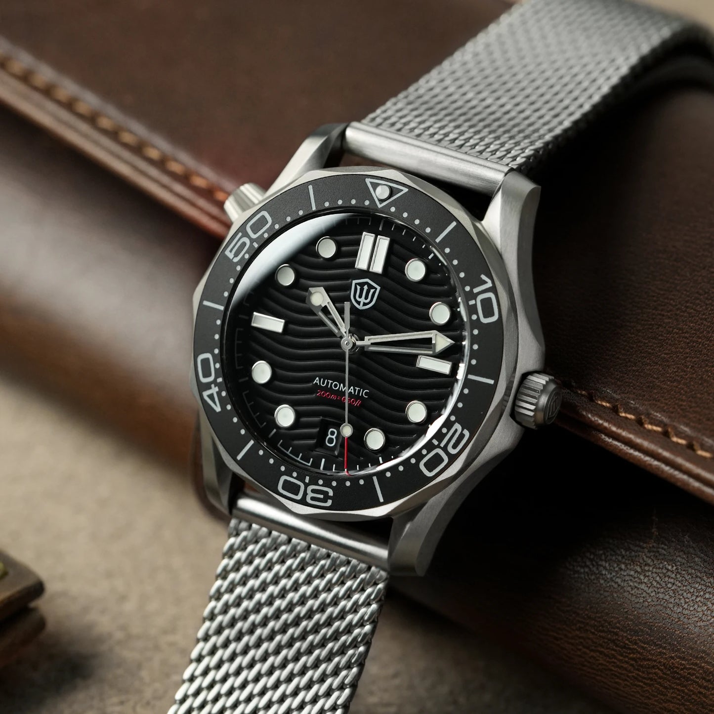Watchdives WD007 V2 39mm Titanium Dive Watch PT5000 Automatic Movement Luminous 200m Waterproof Domed Bubble Sapphire Watches