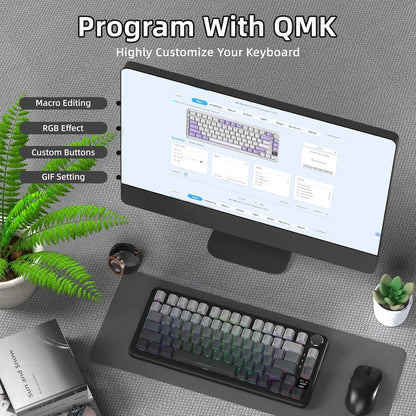 ATTACK SHARK X85Pro 75% Mechanical Keyboard with Screen & Knob Hot Swappable Wireless 2.4GHz/Bluetooth/Wired RGB Gasket Mount QM