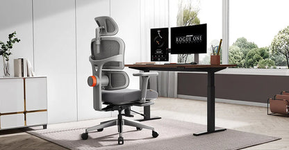 NEWTRAL NT002 Ergonomic Chair, Adaptive Lower Back Support, Adjustable Armrest Headrest Footrest, Gray, Cushioned 4D Armrest