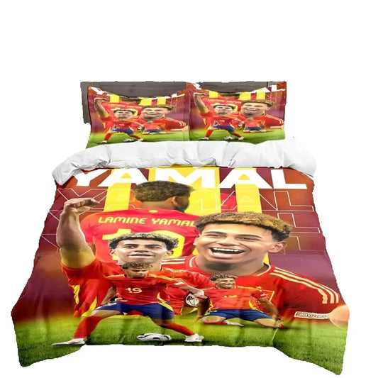 Seturi de lenjerie de pat Spain Football Cenozoic Star L-Lamine Y-Yamal, husă de pilotă și față de pernă, mărimi Single Twin Full Queen King, pentru copii și adolescenți