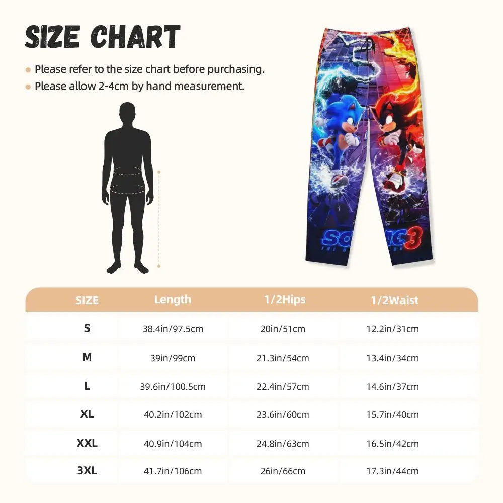 Custom Women Soniced Pajama Pants Printed Hedgehog Game Sleep Sleepwear Bottoms with Pockets