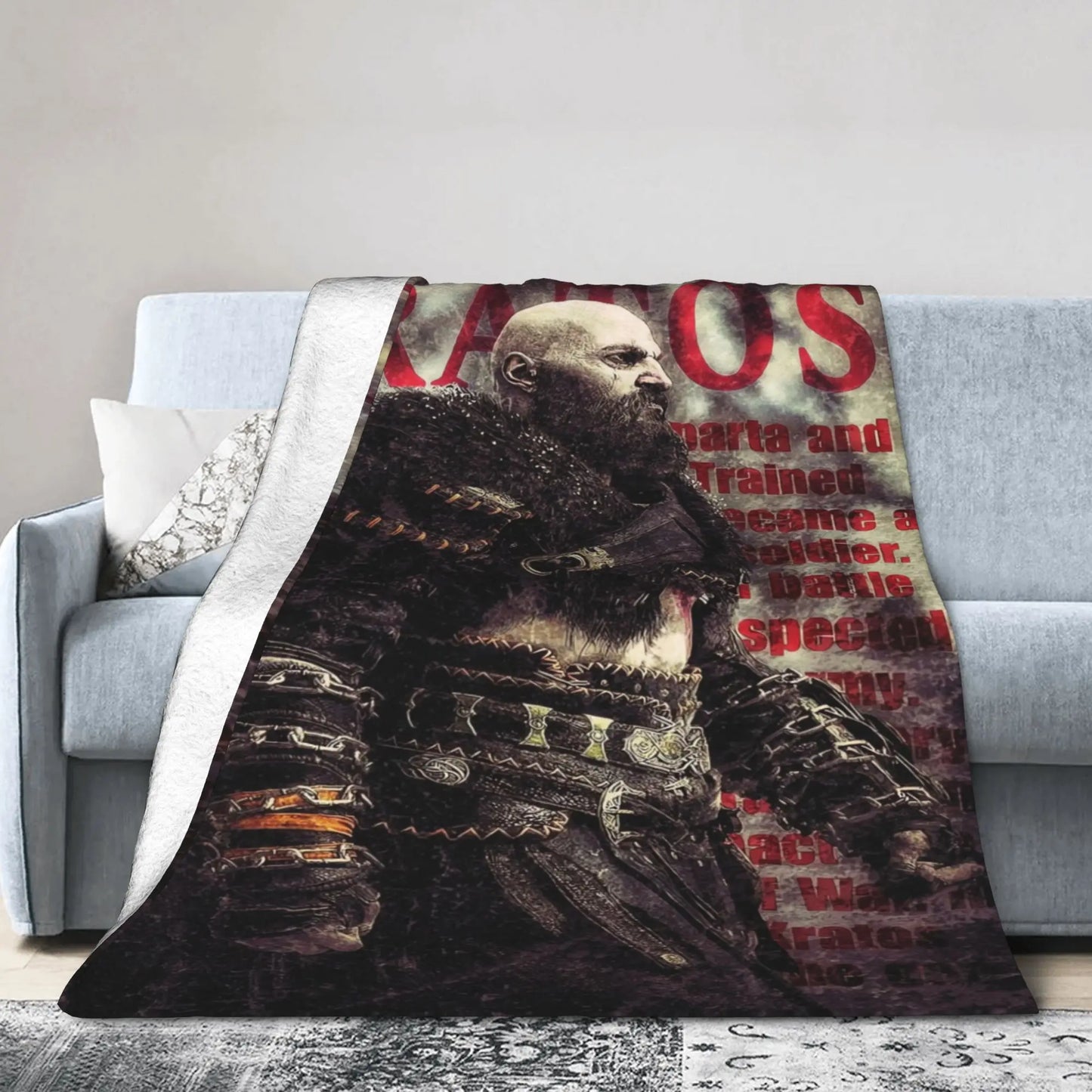 Super Soft Blanket Travel Office God of War Game Gamers Kratos Throw Blanket  Flannel Bedspread For Outdoor Sofa Bed Cover