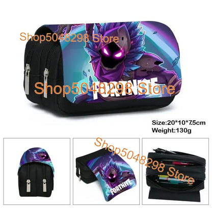 Astuccio grande in canvas kawaii per penne e matite, per ragazzi e ragazze, stampa Fortnite, articoli scolastici, cancelleria, regalo di compleanno per adolescenti