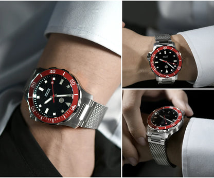 San Martin Original Design Diver 39.5mm V2 Men Watch NH35 Automatic Mechanical Watch Milanese Bracelet Waterproof 200m Luminous