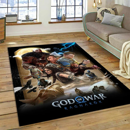 God of War Games Kratos Cartoon 3D Carpet Rug for Bedroom Living Room Home Sofa Decoration,Children Game Large Decor Floor Mat
