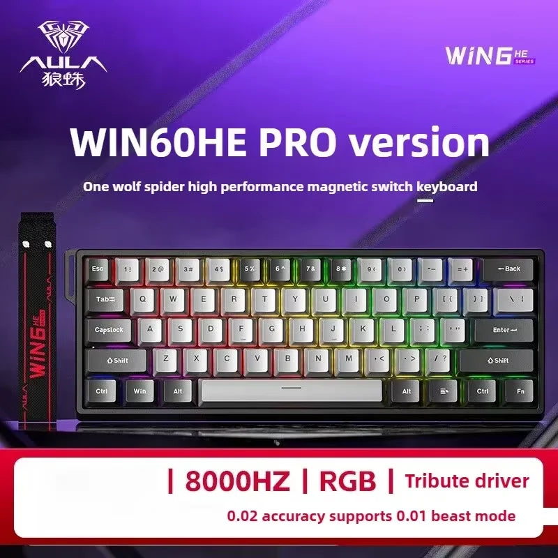 AULA WIN60 HE MAX E-Sports Keyboard 8K Polling Magnetic Swaps 0% Dead Zone RGB Unlock Dominance with This Hot Swappable Beast