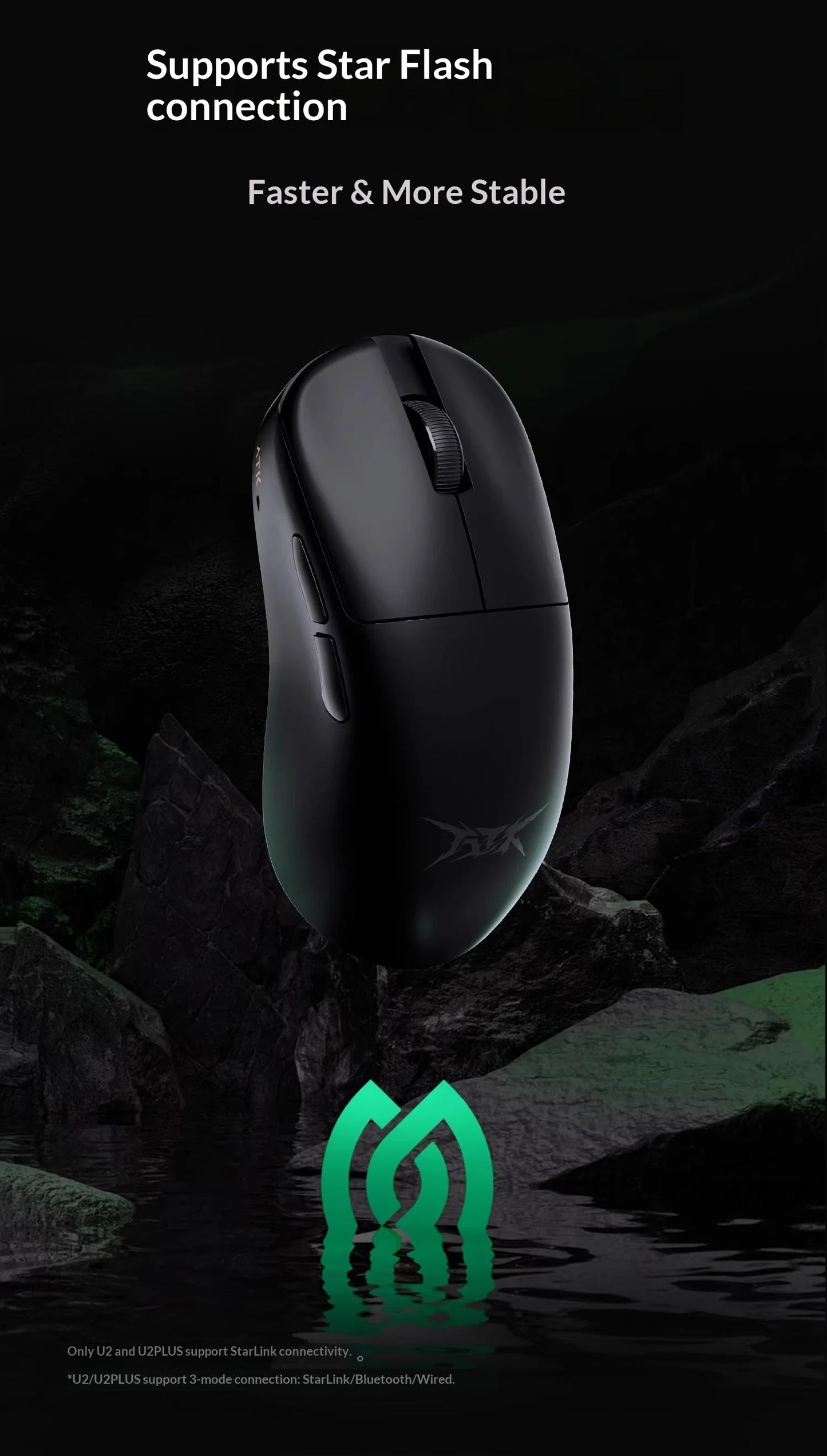 NEW ATK U2 V2 Mini Ultimate Wireless Gaming Mouse Tri-model Lightweight PAW3950Ultra 8KHz 500mAh Custom Ergonomic E-sports Mouse