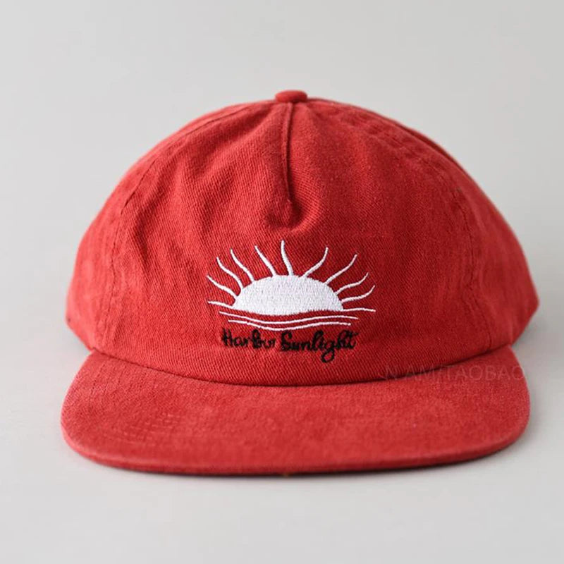 Cappellino da baseball con visiera piatta, carino, per donne, uomini e adolescenti, con ricamo "Sunrise", cappellini estivi e cappelli da sole