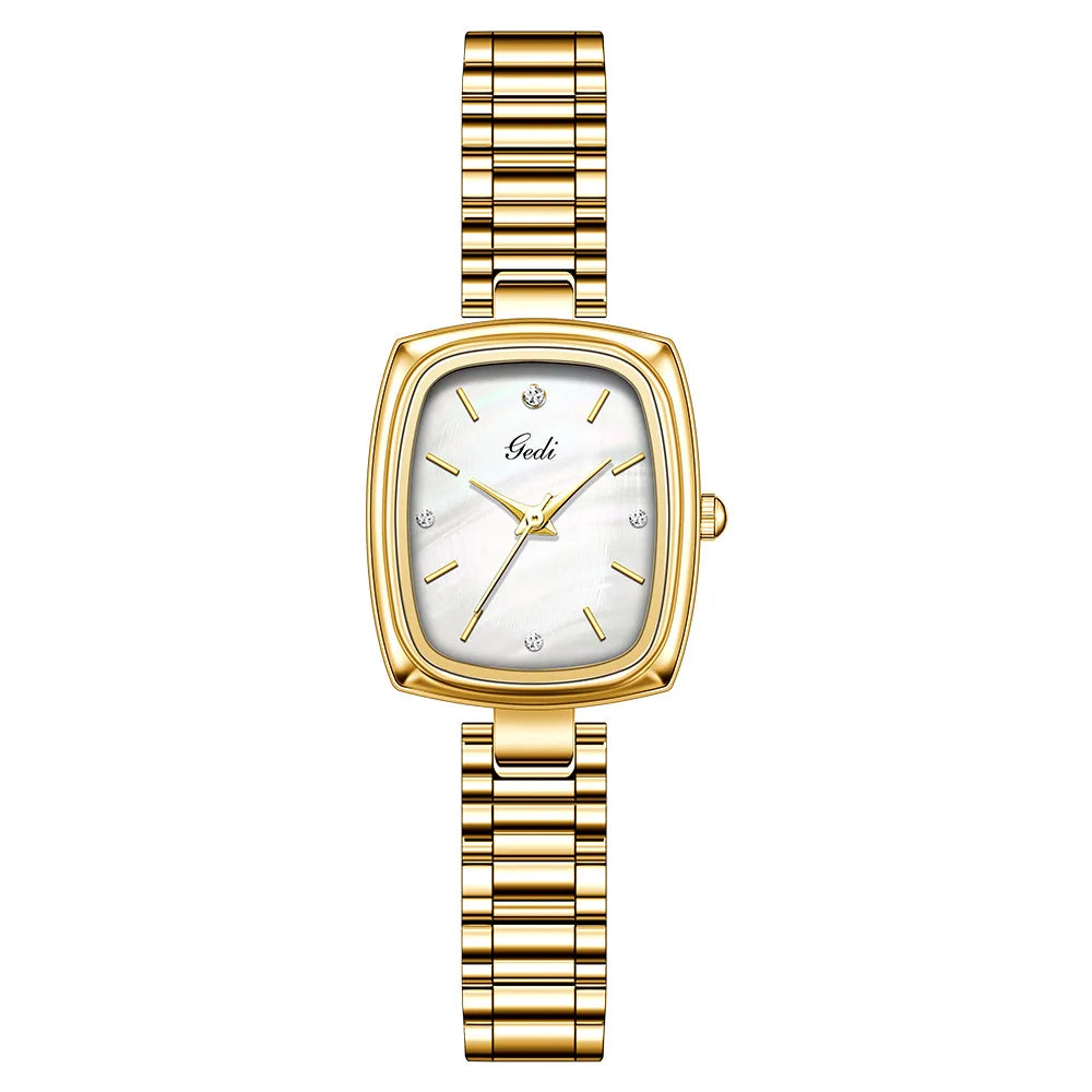 New Gold Watch Women Light Luxury Brand Waterproof Simple Retro Steel Strip Female Student Temperament Fashion Quartz Wristwatch