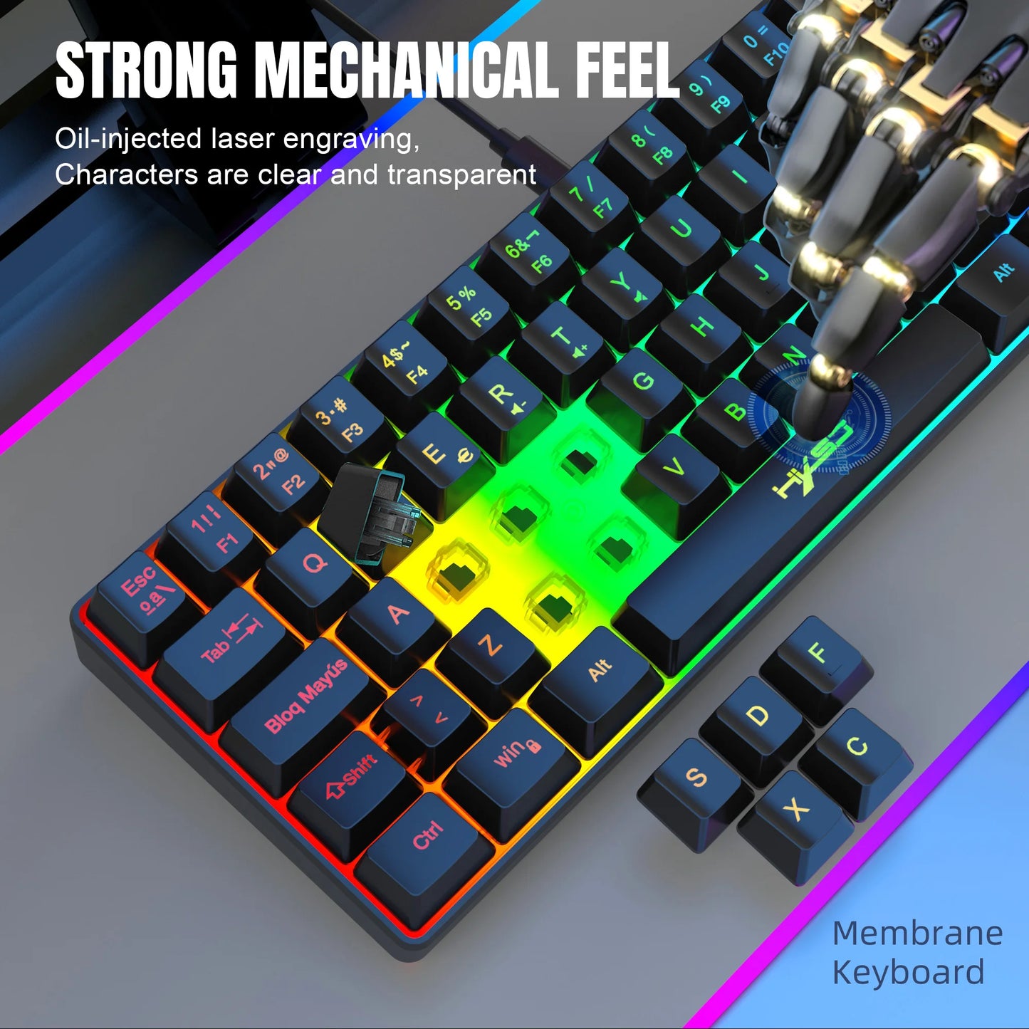 ¡Oferta destacada! Teclado gaming con cable de 69 teclas en español, retroiluminación RGB, diseño compacto al 68%, un accesorio imprescindible para profesionales de oficina y gamers