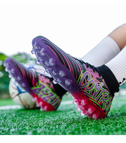 Men Women Football Boots Outdoor Soccer Cleats Non-slip Football Field Boots Ultralight Futsal Sneakers TF/FG Spiked Soccer Shoe