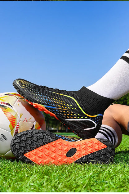 Zapatillas de fútbol para hombre, botas de fútbol profesionales para césped y futsal, unisex, para partidos en césped y entrenamiento al aire libre, tacos antideslizantes y transpirables