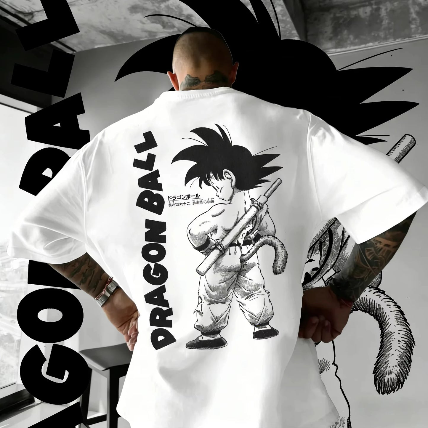 T-shirt oversize Dragon Ball Estate 2026 con cavo di alimentazione, Piccolo Goku, stampa artistica, casual neutro Y2K