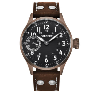 Corgeut Seagull ST3600 17 Jewelry 44mm Mechanical Watch Hand Wound Sapphire waterproof Watch Sports Leather Luxury 6497 Watch