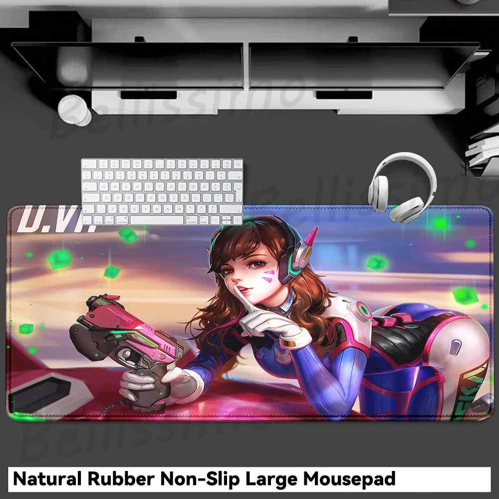 Accessori gaming O-Overwatch D-D.va Tappetino mouse grande Tappetino per tastiera e mouse PC Scrivania XXL Tappetini estesi Gamer Mausepad