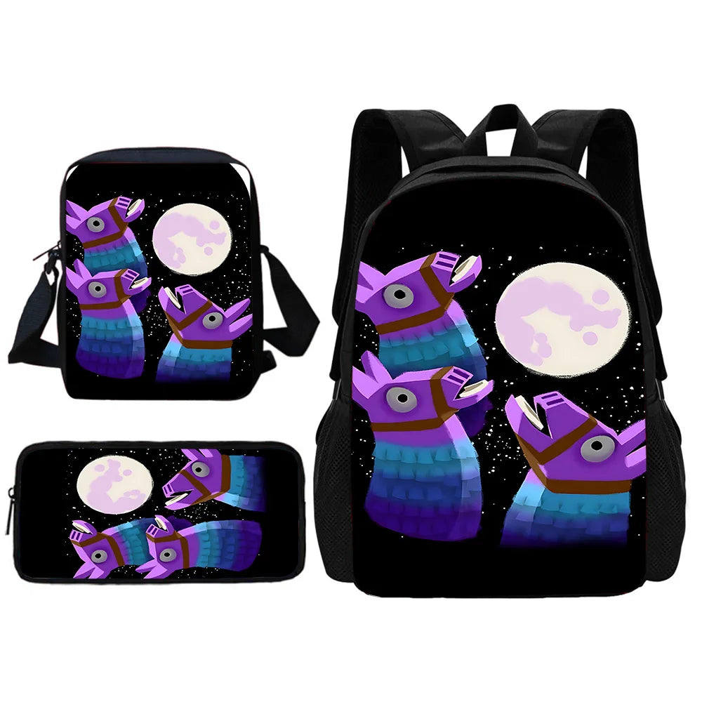 Beliebter FortniteS Schulrucksack für Kinder mit Umhängetasche und Federtaschen – Schultaschen für Jungen und Mädchen, ideales Geschenk