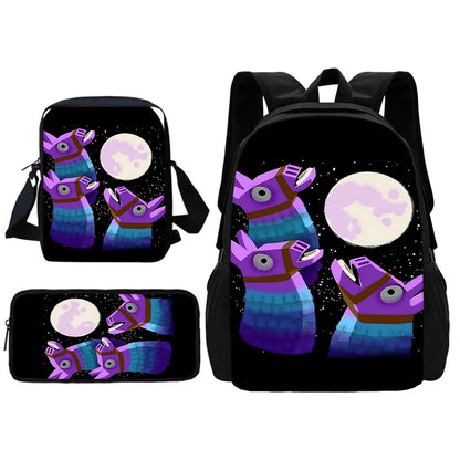 Beliebter FortniteS Schulrucksack für Kinder mit Umhängetasche und Federtaschen – Schultaschen für Jungen und Mädchen, ideales Geschenk