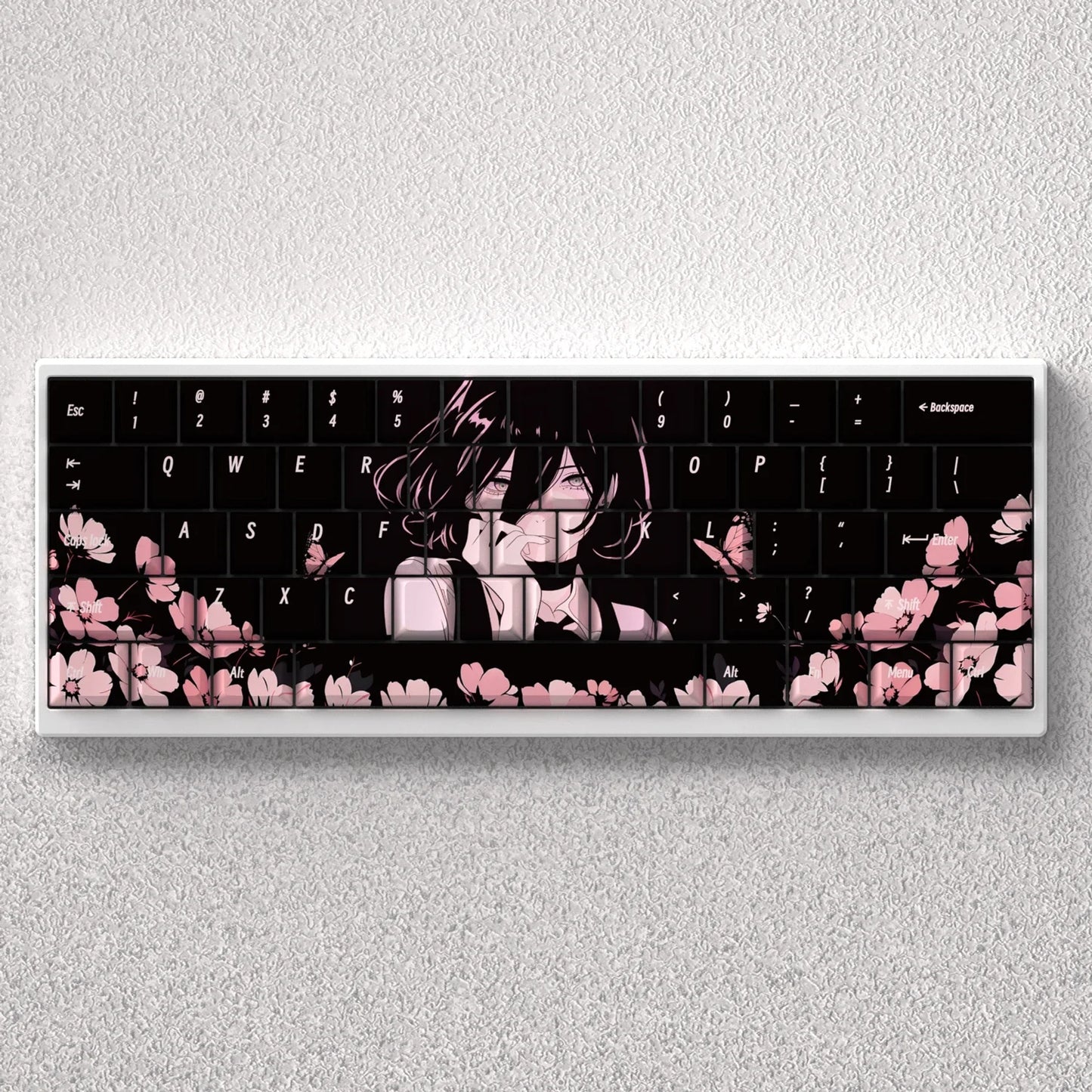 73 Keys Keycaps PBT Dye Sublimation Black Cherry Reze Chainsaw Man for 60 65 68 Mechanical Keyboard Anne Pro 2 GK61