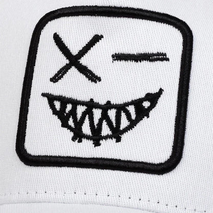 Casquettes de baseball unisexes X à broderie « visage souriant avec dents » – Casquettes de protection solaire pour le printemps et l'été, à porter en extérieur, ajustables, style « trucker » décontracté