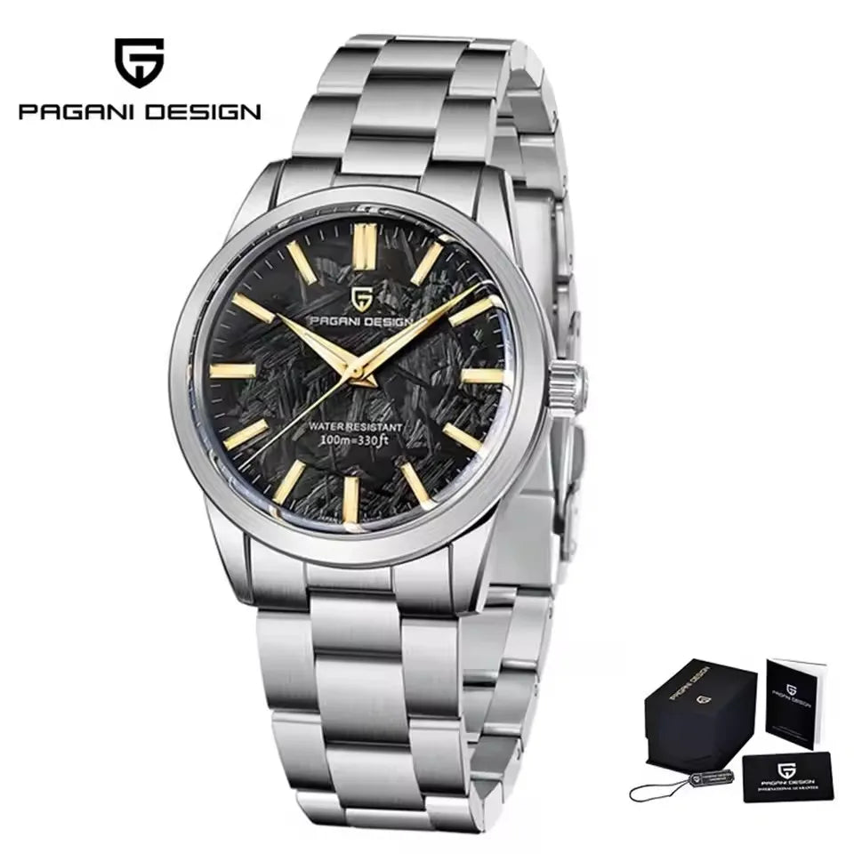 PAGANI DESIGN 40MM Meteorite dial Men Quartz Watches Luxury Business 316L Stainless Steel 100M Waterproof Watch For Men clock