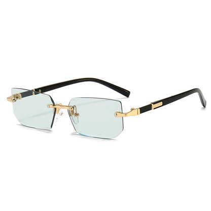 Mode Rimless Solglasögon Män Kvinnor Populära Ramlösa Solglasögon Man Kvinna Klassiska Små Fyrkantiga Sommar Resesolglasögon