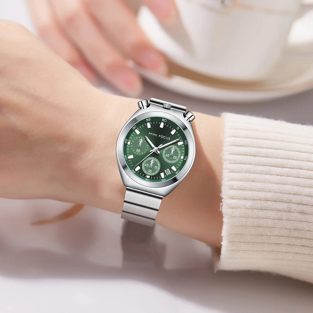 MINI FOCUS Fashion Ladies Watches Top Brand Luxury Multifunction Dial Stainless Steel Strap Elegant Quartz Women Watch Luminous