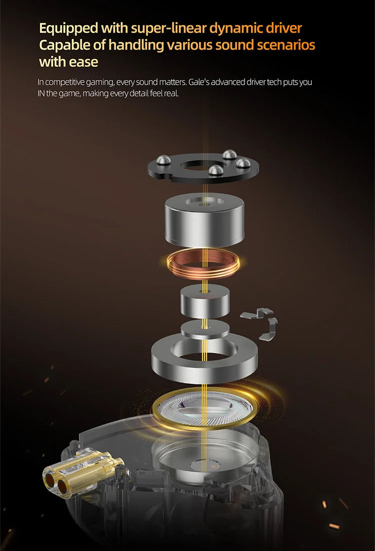 Pre-order KZ Gale In-Ear Super-Linear Driver Hifi IEM Earphone for Game with Detachable Silver-Plated Recessed 2-Pin Cable