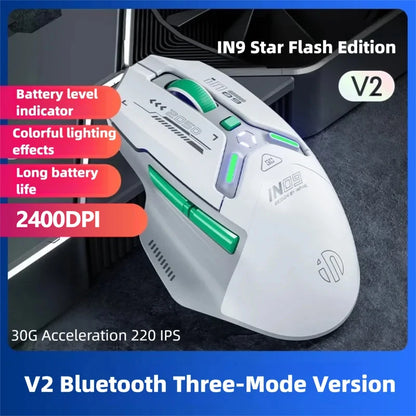INPHIC IN9 Upgraded Wireless Gaming Mouse High DPI Tri-mode 2.4G Bluetooth Type-C Wired RGB Light Macro Programmable Mice for PC