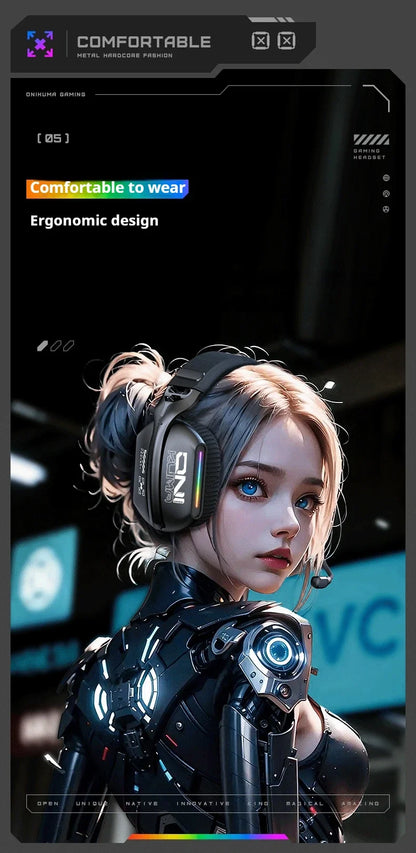 ONIKUMA Wireless Gaming Headset 2.4G/Wired/Bluetooth 3 Modes Bendable HD Mic Soft Ear Pads Immersive Sound for PC/PS4/5 GT808