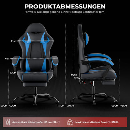 Gaming Chair Ergonomic Gaming Chair with Waist Cushion and Headrest, Office Chair Height Adjustable, Chair for Adult Girls Boy