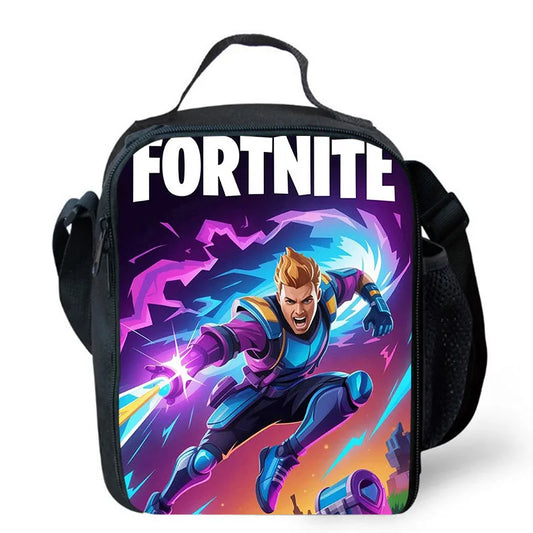 Fortnite Cartoon-Lunchtasche für Jungen und Mädchen, unisex, wiederverwendbare isolierte Lunchbox, tragbare Handtasche mit großem Fassungsvermögen für Schule und Picknick