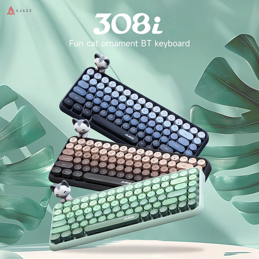 Ajazz 308I Wireless Keyboard 18/84 Keys Round Keycap Bluetooth Keyboard Portable 2.4GHz Numeric Keypad for Tablet Laptop Android