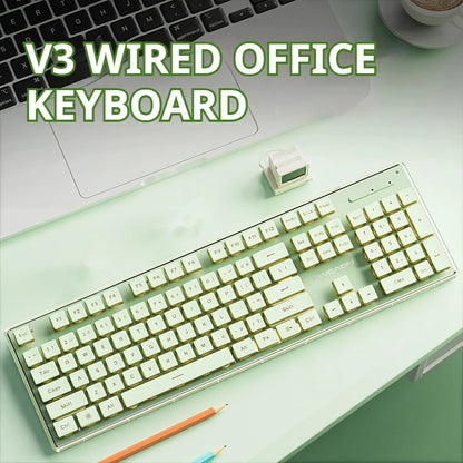 EWEADN V3 kabelgebundene leise Büro- & Gaming-Tastatur, Folientasten-Design, ergonomisch, für Windows/Laptop/PC/Desktop, E-Sports-Zubehör