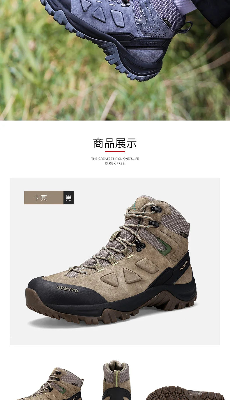 HUMTTO vandresko, vandtætte jagtstøvler til mænd, taktiske ørken-kampstøvler, ankelhøje trekkingstøvler til mænd og kvinder, varme lædersneakers