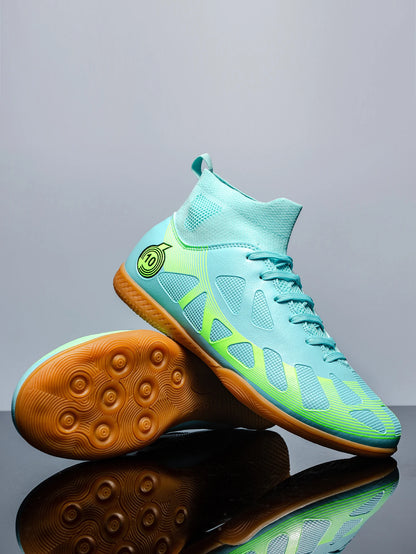 Men's Sports IC Indoor Flat Bottomed Football Shoes Adult High-Tops Wear-Resisting Training Shoes Teenagers Non-Slip Shoes