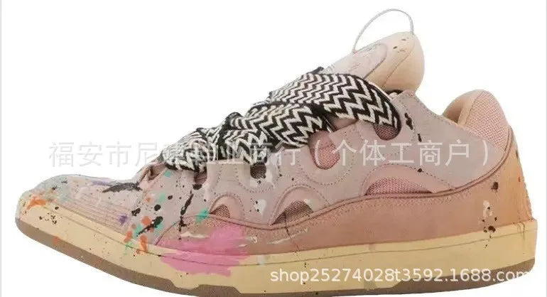 Comfortable High Heel Skate Shoes Thick-Soled Casual Sporty Dad Bag Shoes Vietnamese Cambodian New Style Knot-Tied Slip-On