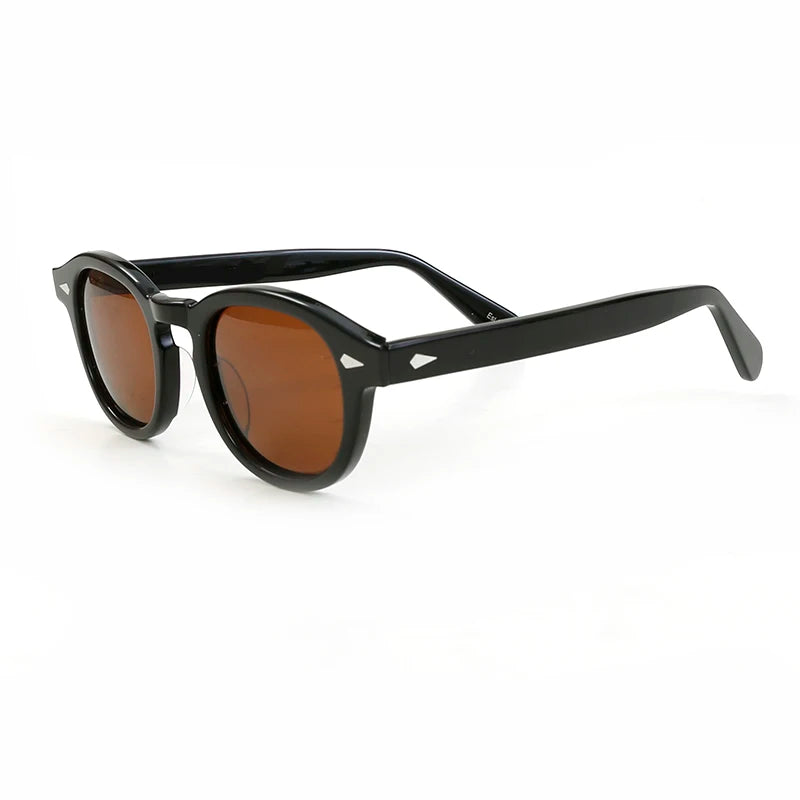 Polariserade solglasögon för män och kvinnor, Johnny Depp-inspirerade solglasögon i Lemtosh-stil, retro, runda, acetatbåge, UV400-glas, Oculos