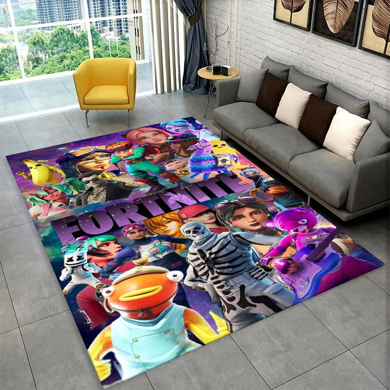 Cartoon F-Fortnite Game Gamer Carpet Rug for Playroom Bedroom Living Room Sofa Home Decor,kids Area Rug Non-slip Floor Mat